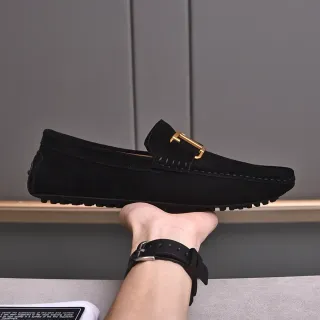 Black Gold Suede Upper Buckle Strap Loafer
