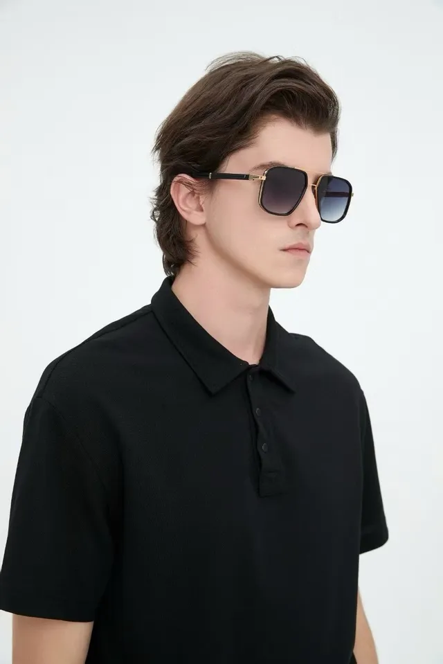 Black Gradient Tint Aviator-Inspired Square-Lens Sunglasses 8
