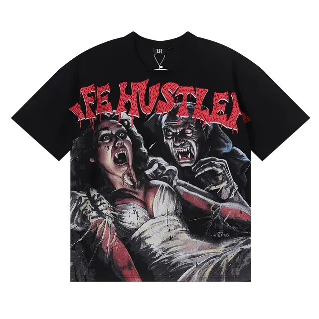 Black Graphic Horror Print T-Shirt 3
