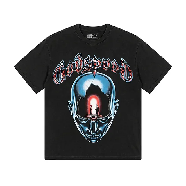 Black Graphic Print Front-and-Back Design T-Shirt 2