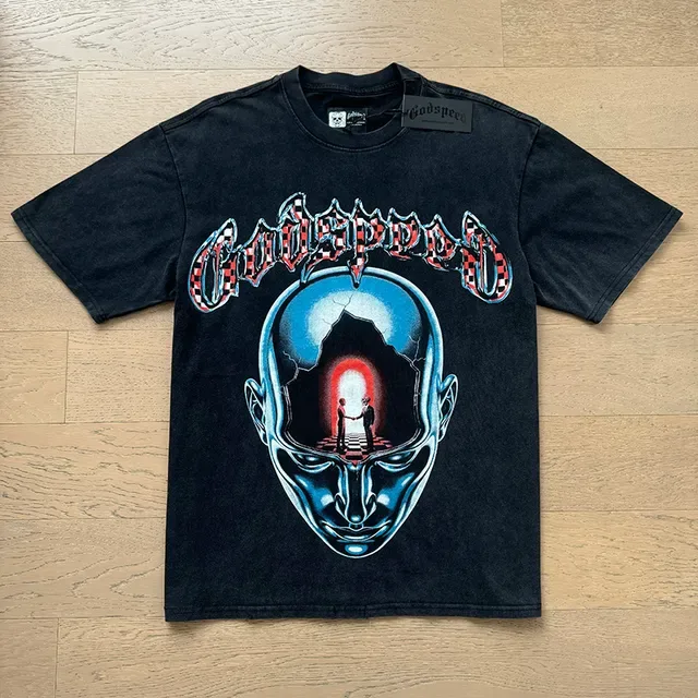 Black Graphic Print Front-and-Back Design T-Shirt 4