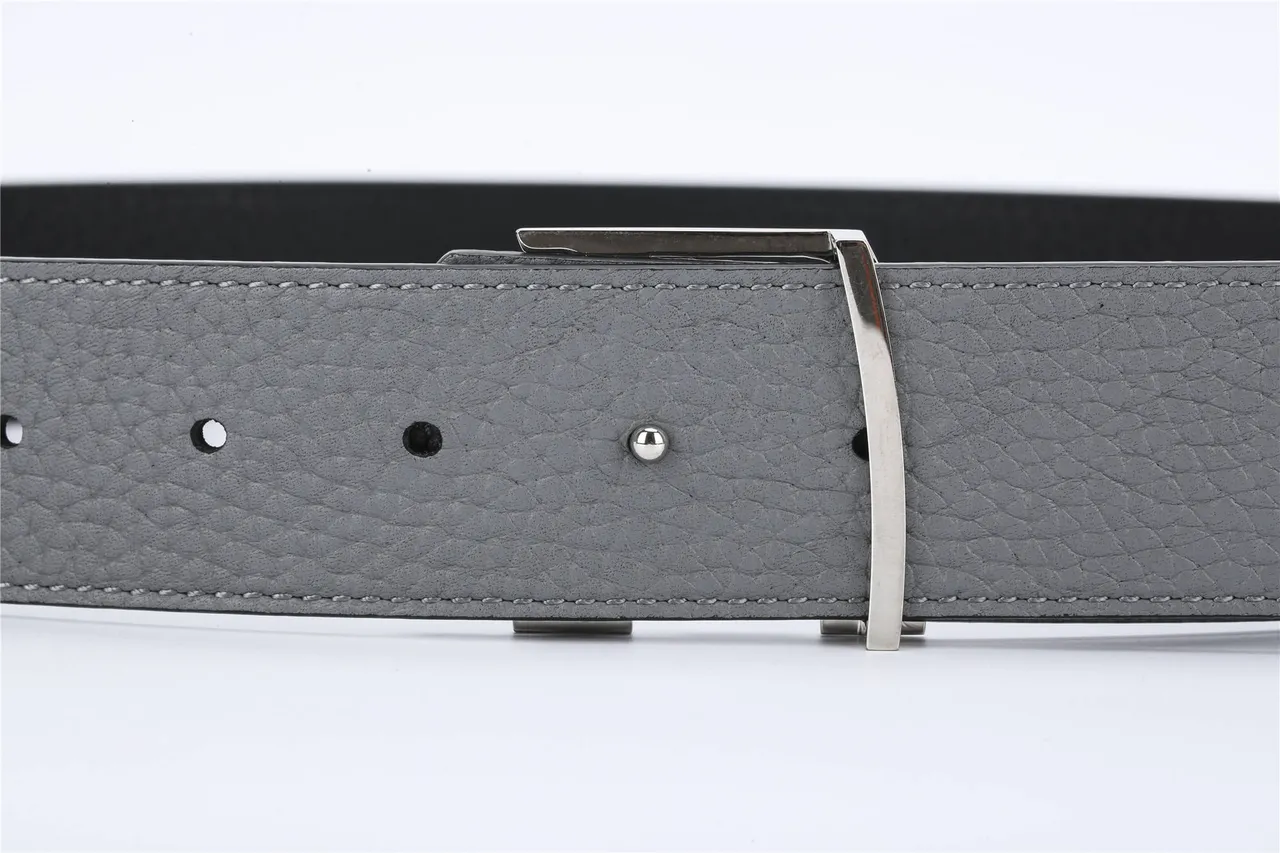 Black Gray Textured Pebbled Reversible Leather Belt 6