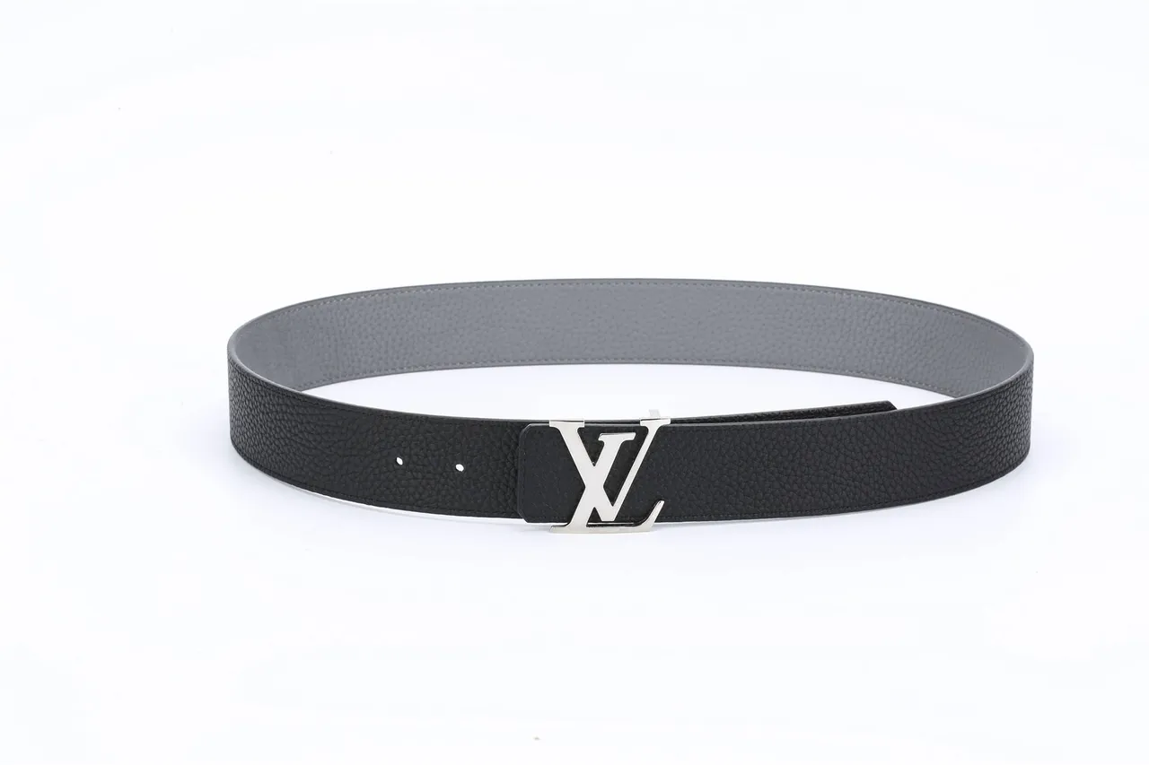 Black Gray Textured Pebbled Reversible Leather Belt 7