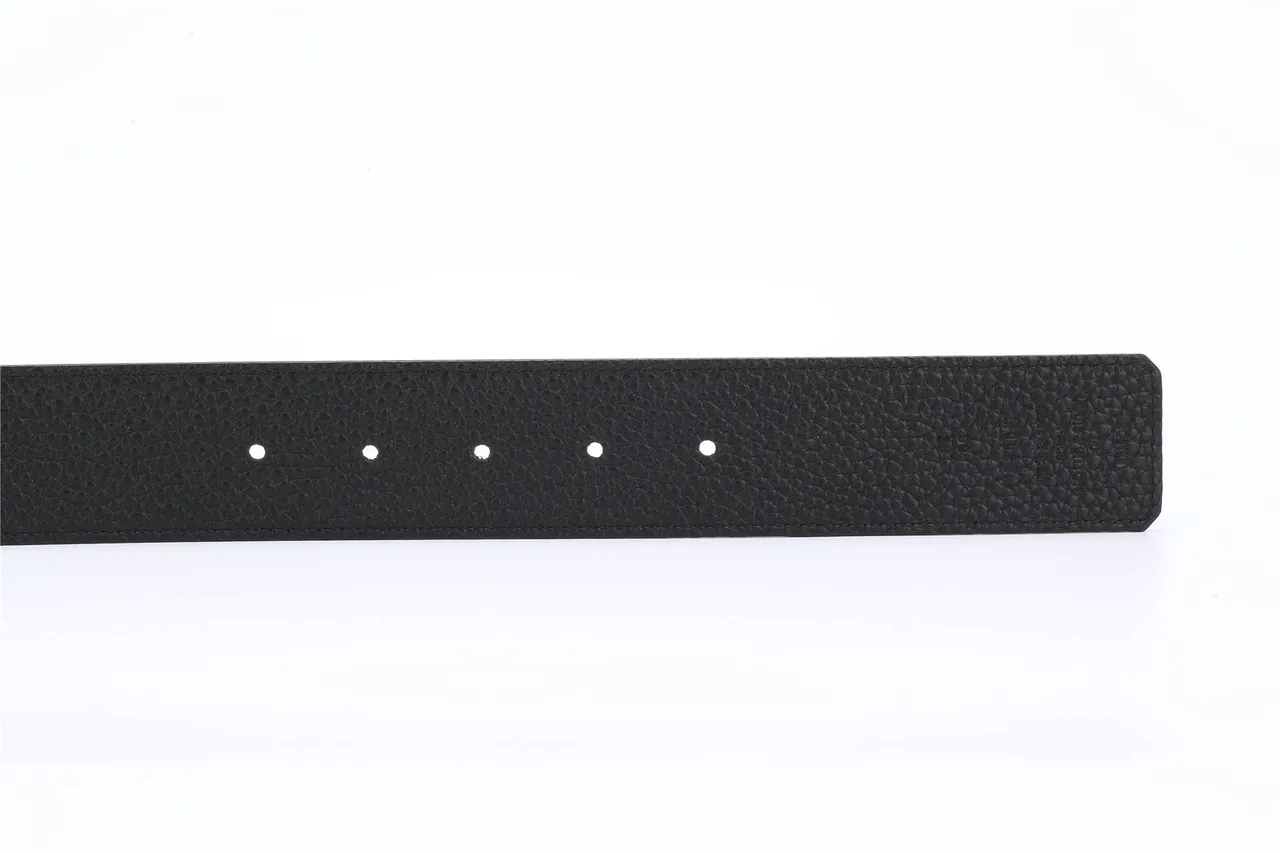 Black Gray Textured Pebbled Reversible Leather Belt 8