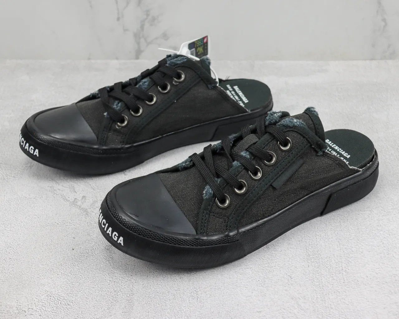 Black Lace-Up Slip-On Canvas Shoe 4