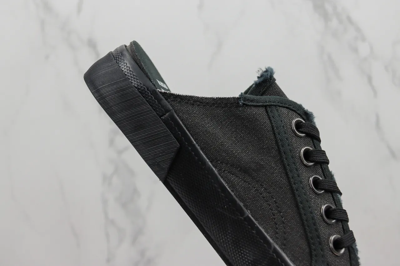 Black Lace-Up Slip-On Canvas Shoe 5