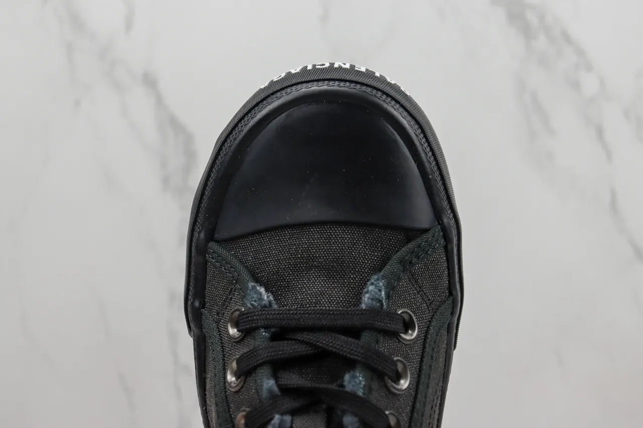 Black Lace-Up Slip-On Canvas Shoe 6