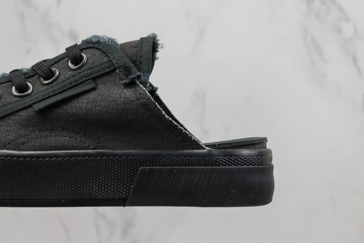 Black Lace-Up Slip-On Canvas Shoe 7