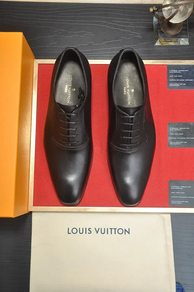 Black Leather Cap-Toe Oxford Shoes 5