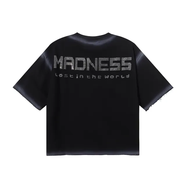 Black Multicolor Oversized Fit Distressed Hem T-Shirt 2