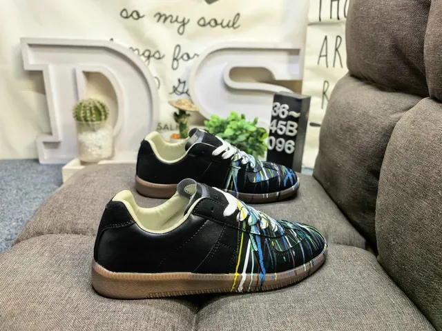 Black Multicolor Painted Stripe Lifestyle Sneakers 1