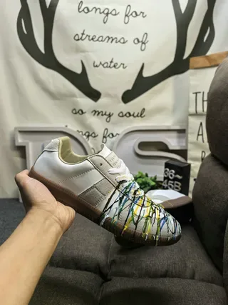 Black Multicolor Painted Stripe Lifestyle Sneakers 5