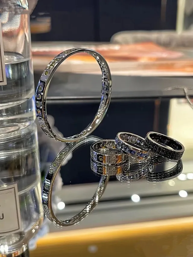 Black Navy Pavé Band Full Eternity Setting Ring 2