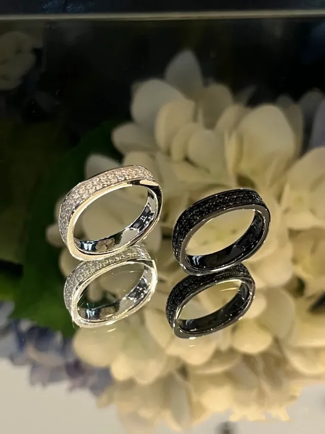 Black Navy Pavé Band Full Eternity Setting Ring 3