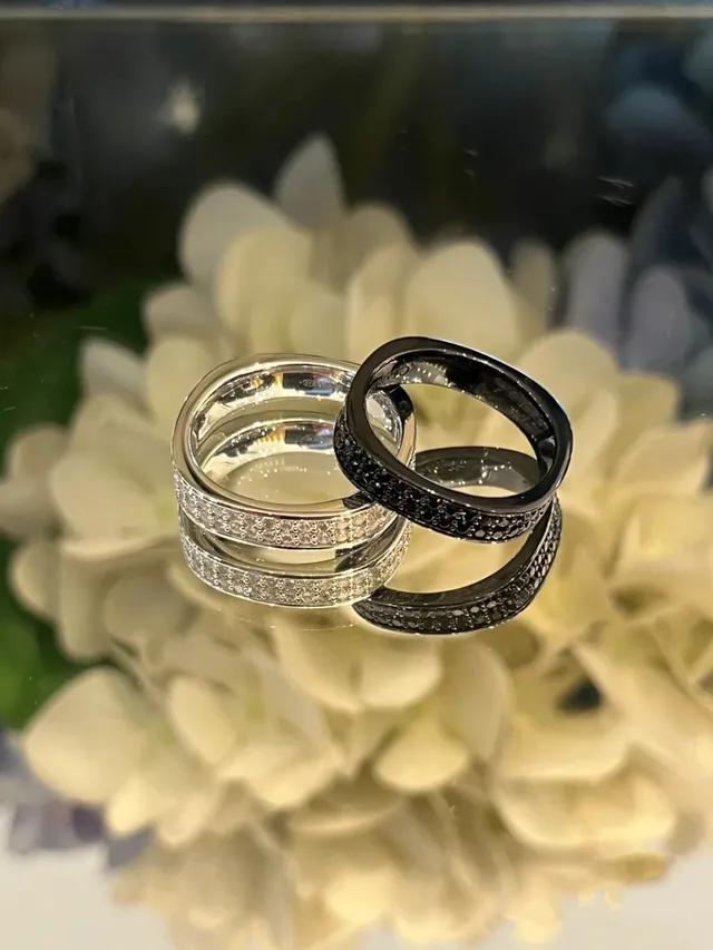 Black Navy Pavé Band Full Eternity Setting Ring 4