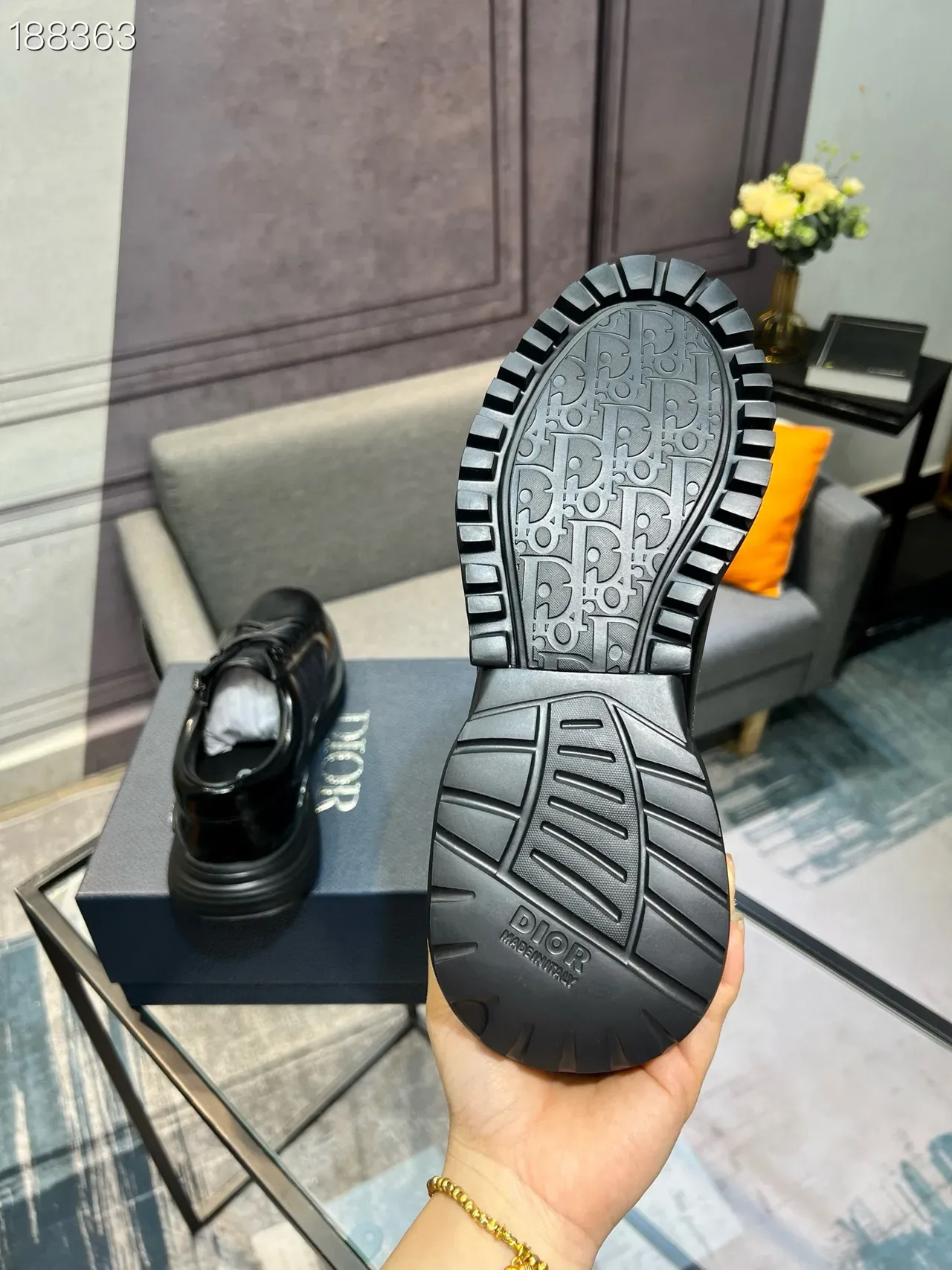 Black Patent and Textured Panel Lace-Up Sneakers 3