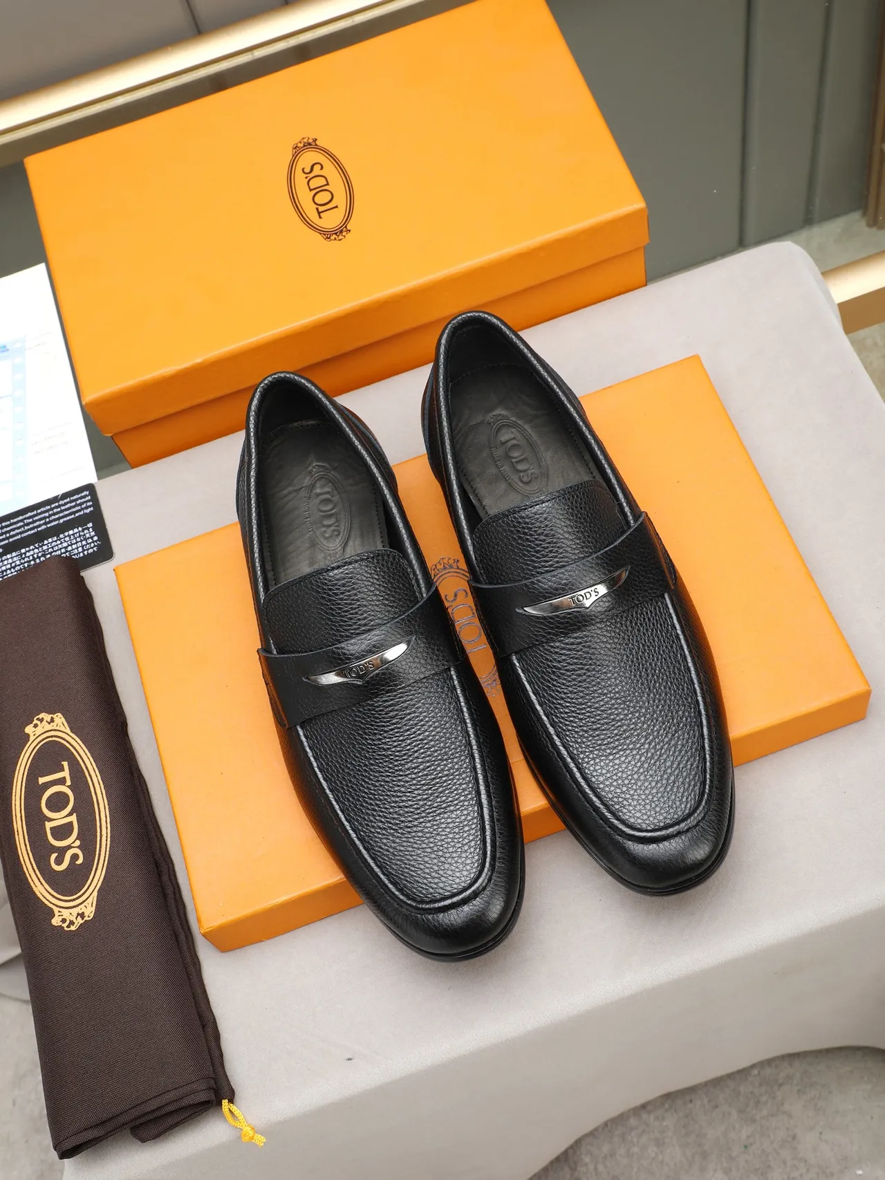 Black Pebbled Leather Penny Strap Loafer 3