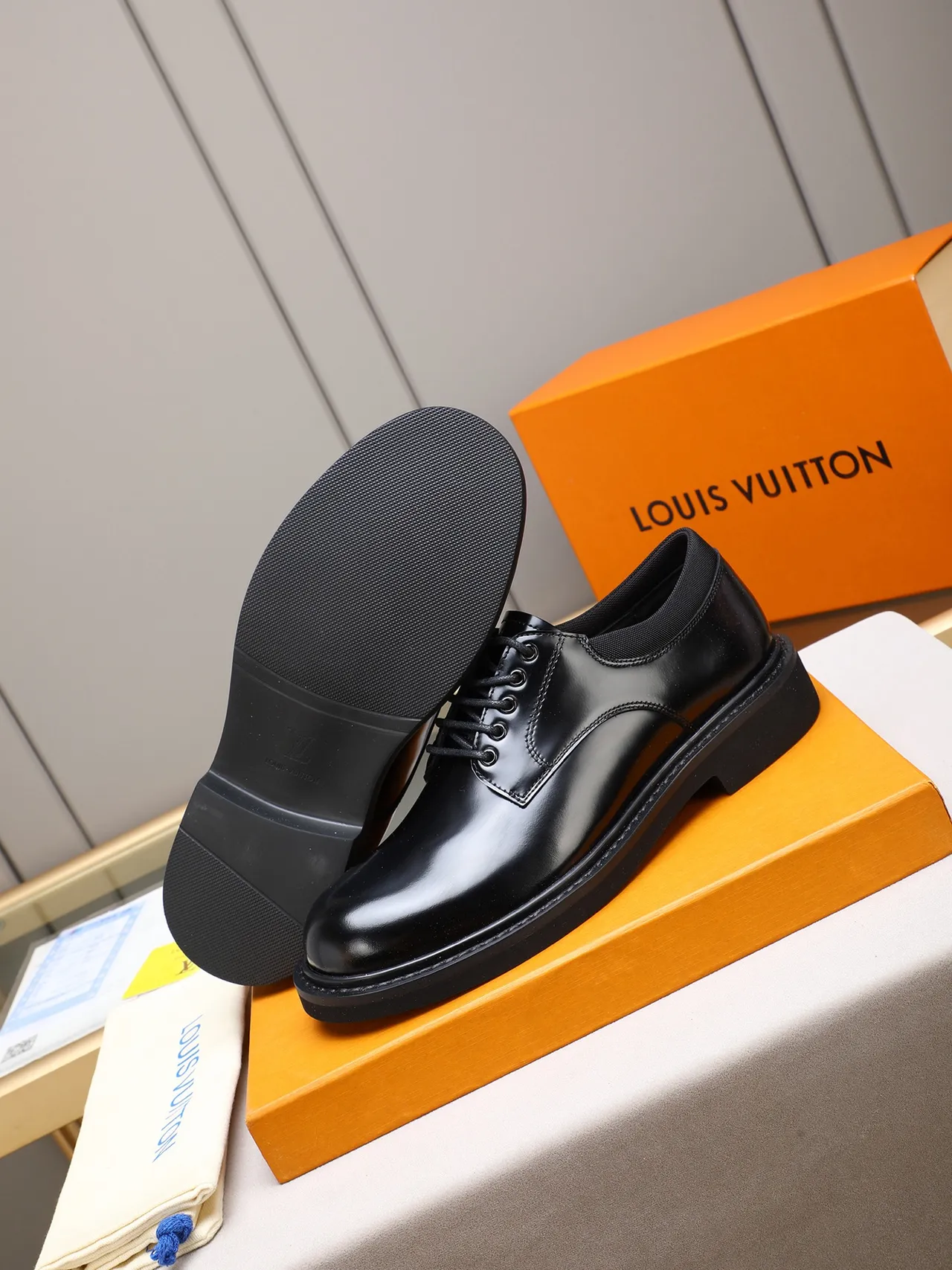 Black Polished Cap Toe Oxford Shoe 4