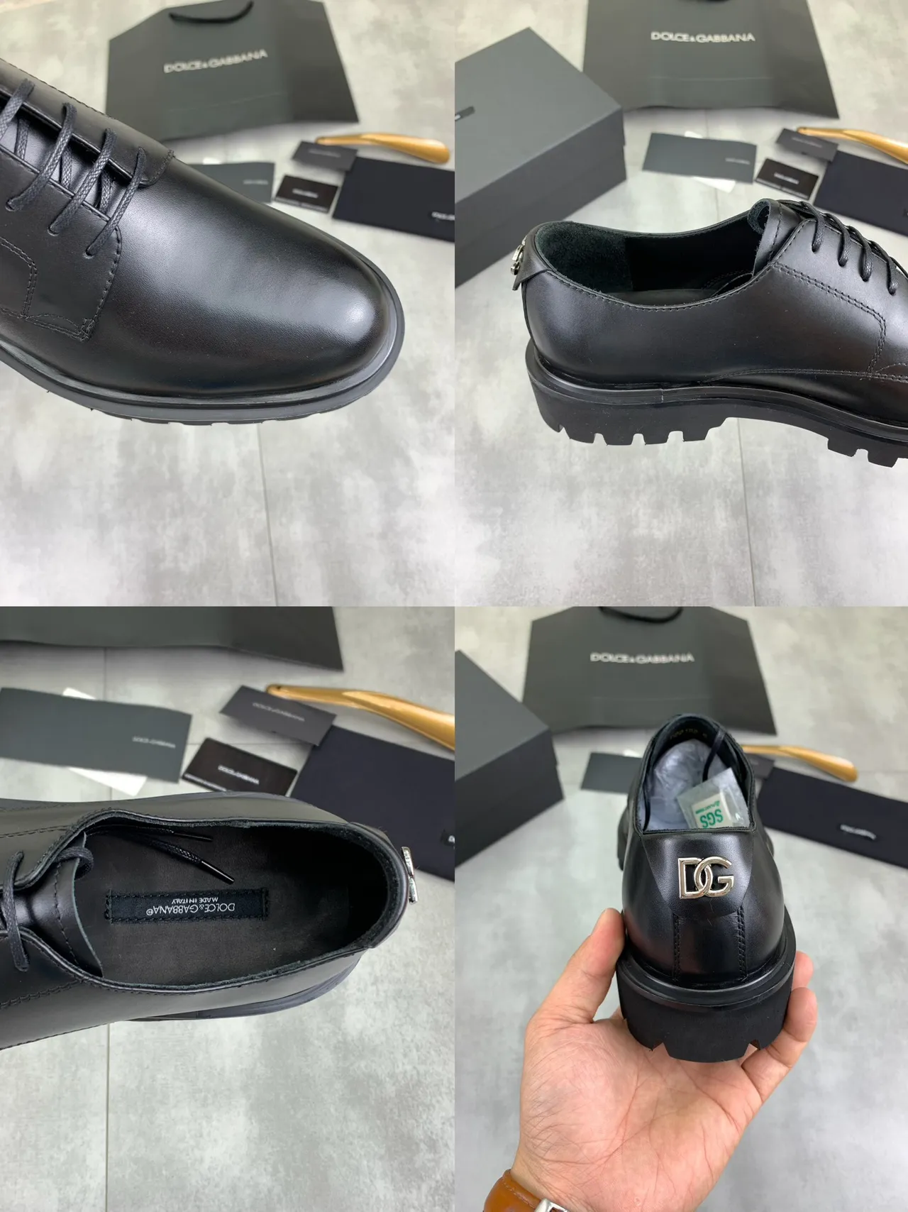 Black Polished Leather Cap Toe Oxford Shoes 3