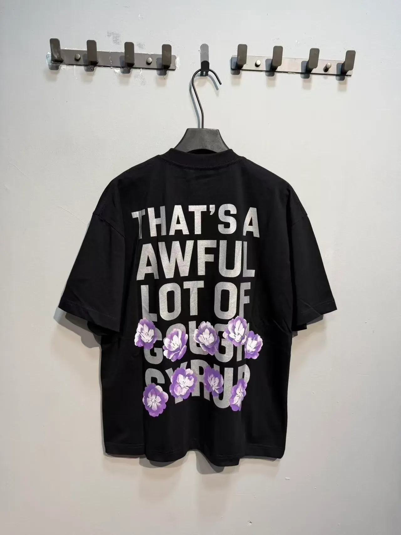 Black Purple Graphic-Print Oversized Fit T-Shirt 3