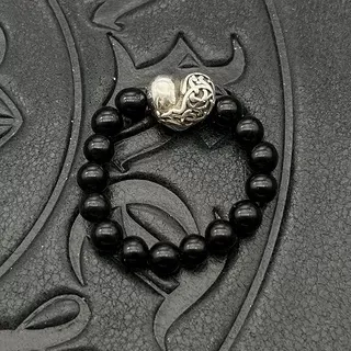 Black Silver Beaded Matte Bracelet 7