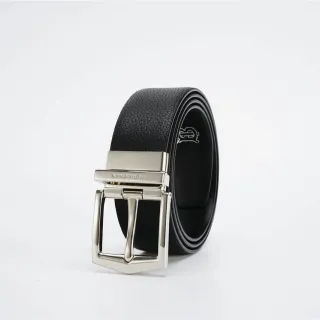 Black Silver Pebbled Reversible Buckle Leather Belt