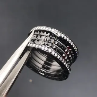 Black Silver Stacked Multi-Band Pavé Crystal Ring