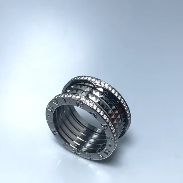 Black Silver Stacked Multi-Band Pavé Crystal Ring 2
