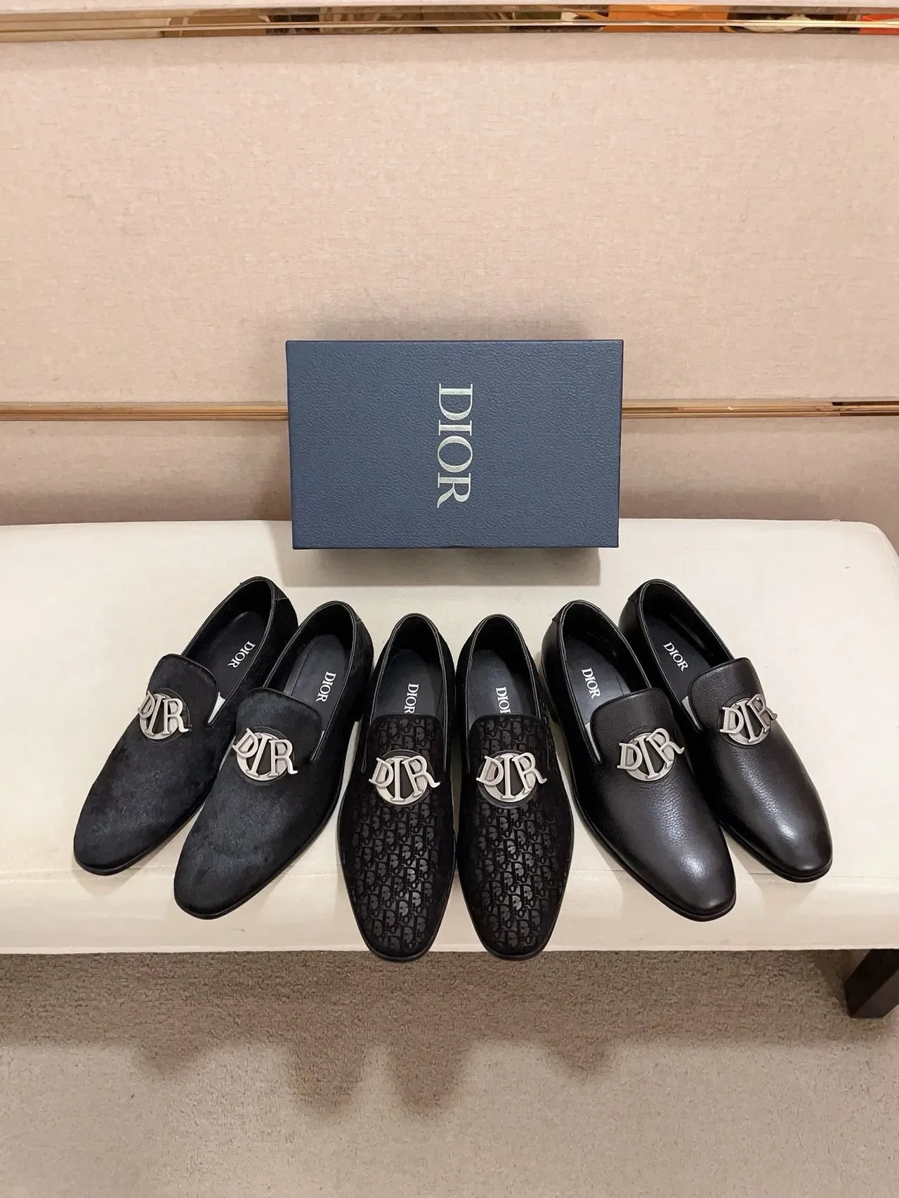 Black Silver Textured Suede-Like Upper Metallic Monogram Ornament Loafer 2