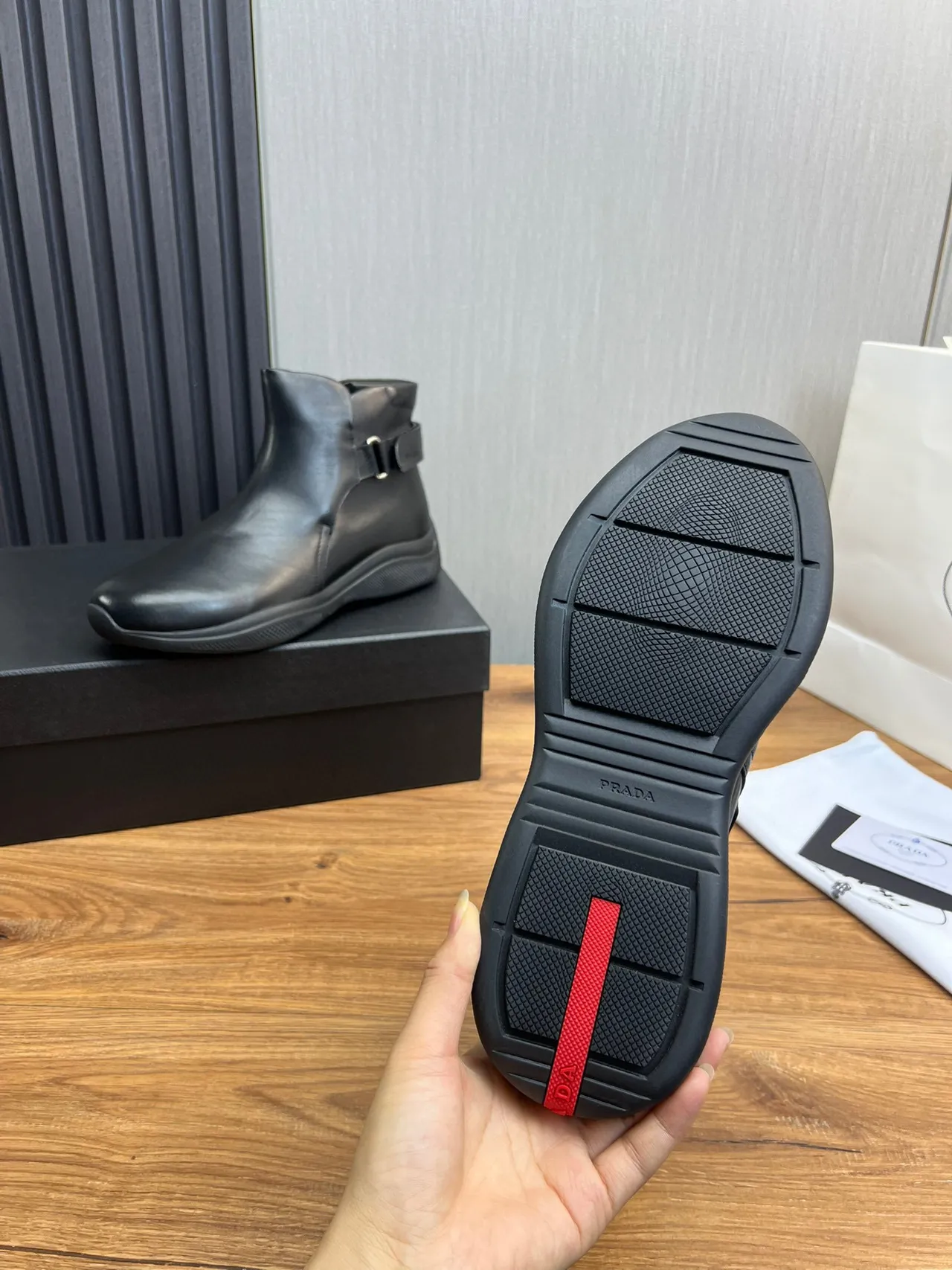 Black Smooth Leather Elastic Side Panel Ankle Boots 3