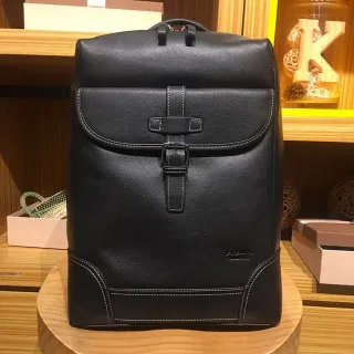 Black Structured Flap-Over Buckle Closure Casual Backpack
