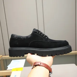 Sapato casual de camurça preto Moc-Toe Lace-Up Platform