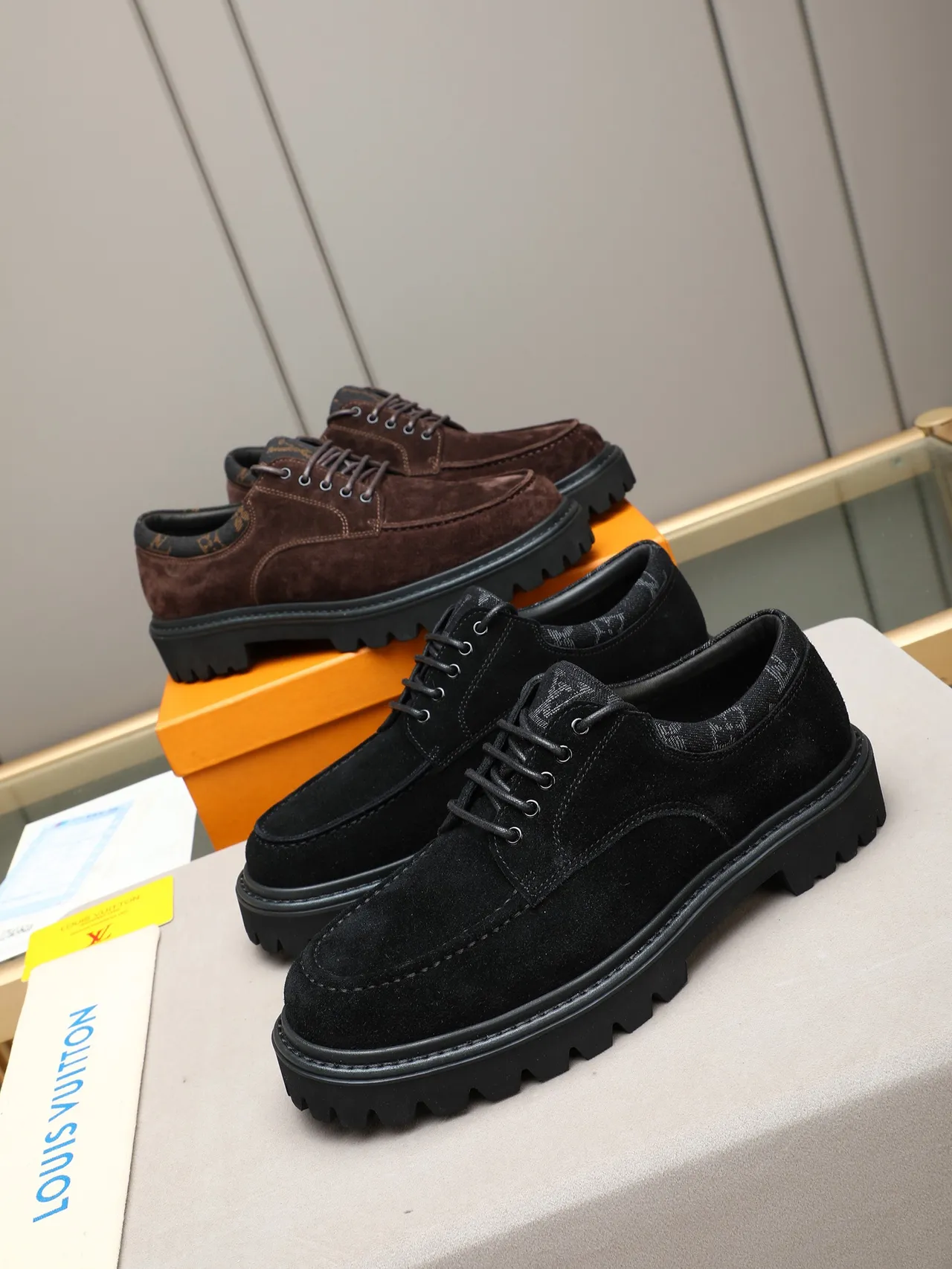 Black Suede Moc-Toe Lace-Up Platform Casual Shoe 2