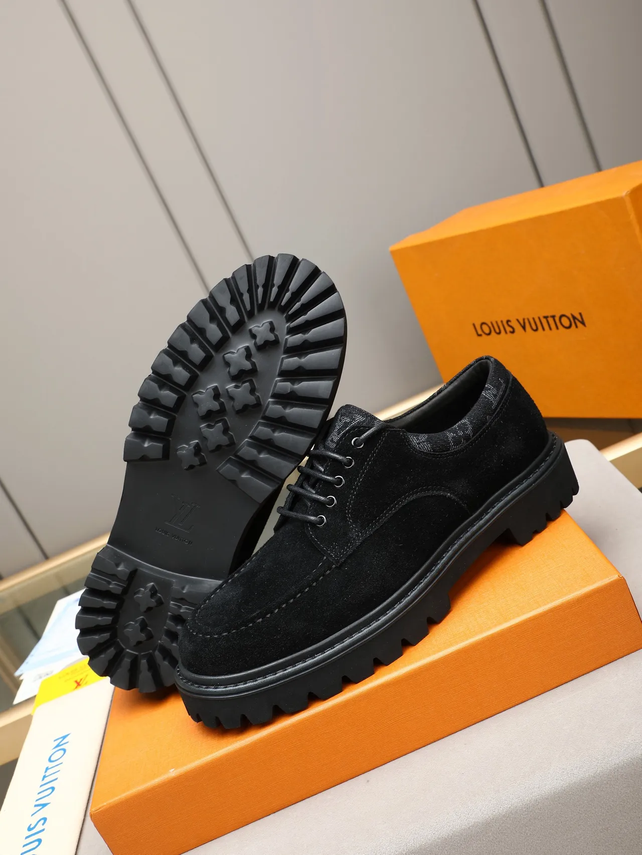 Black Suede Moc-Toe Lace-Up Platform Casual Shoe 4