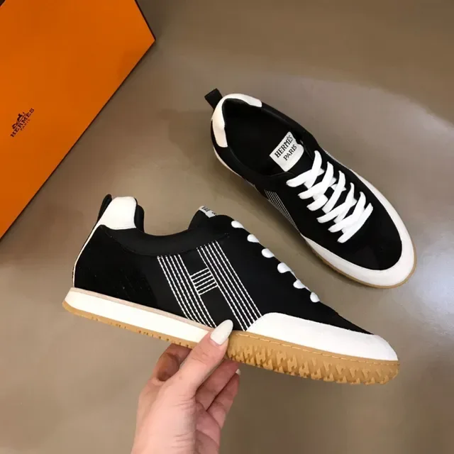 Black White Retro-Inspired Striped Side Panel Sneakers 7