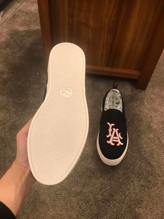 Black White Slip-On Embroidered Monogram Canvas Shoes 6