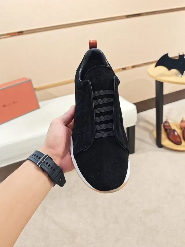 Black White Slip-On Suede Upper Sneakers 5