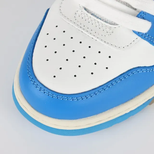 Blue and White Color-Blocked Low-Top Sneaker 5