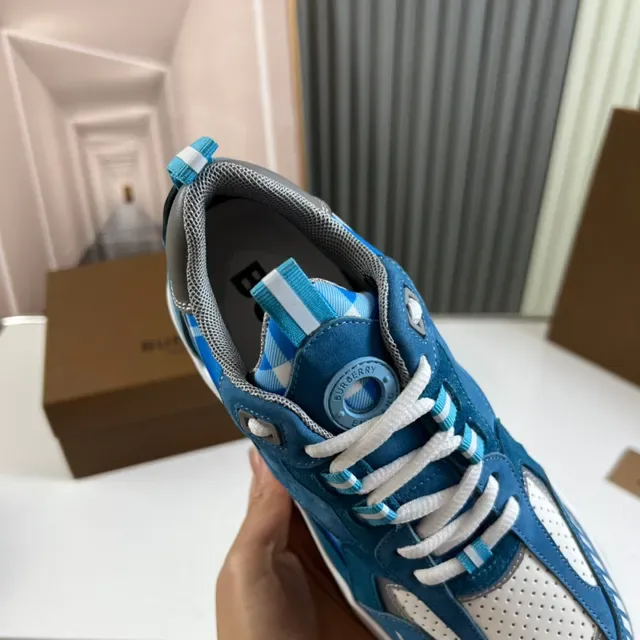 Blue and White Multi-Material Chunky Sole Lifestyle Sneaker 3