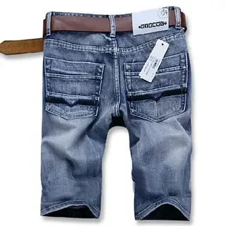Blue Black Medium-Wash Denim Cuffed Hem Shorts