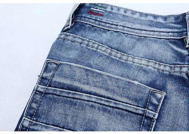 Blue Black Medium-Wash Denim Cuffed Hem Shorts 4