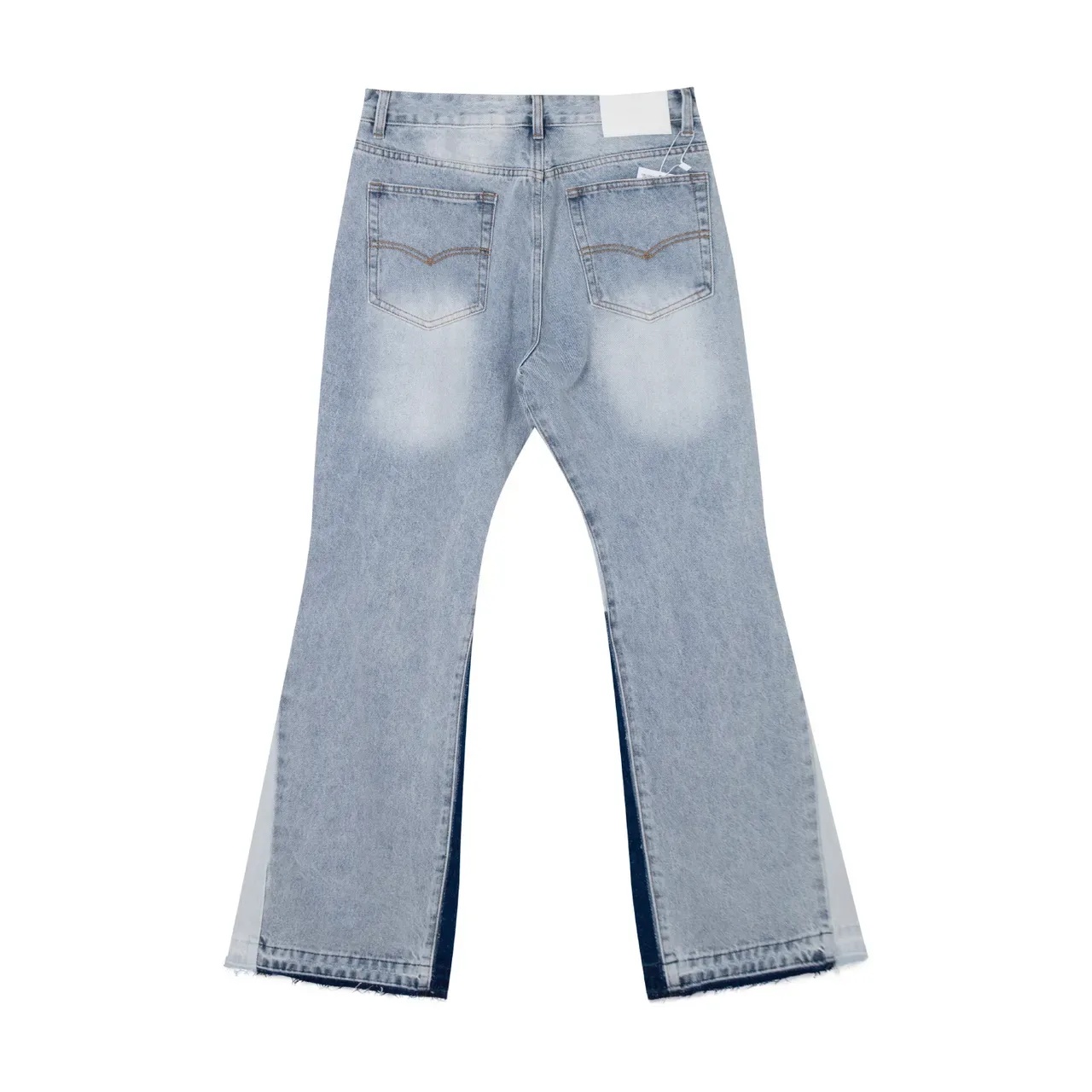 Blue Navy Flared Leg Color-Blocked Side Panels Jeans 3