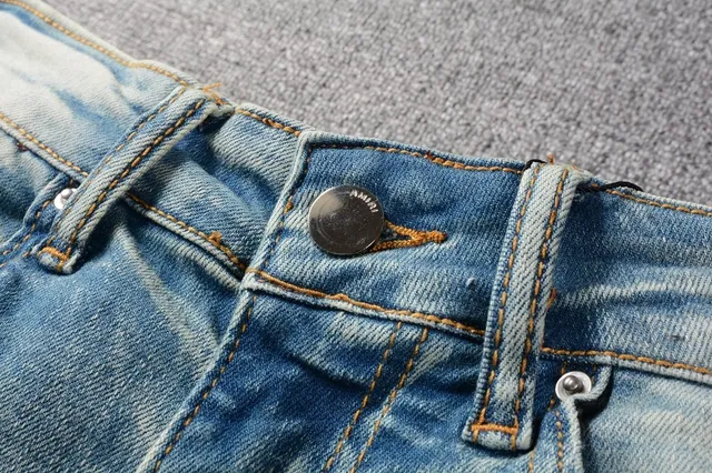 Blue Orange Light-Wash Distressed Denim Star Appliqué Pattern Jeans 12