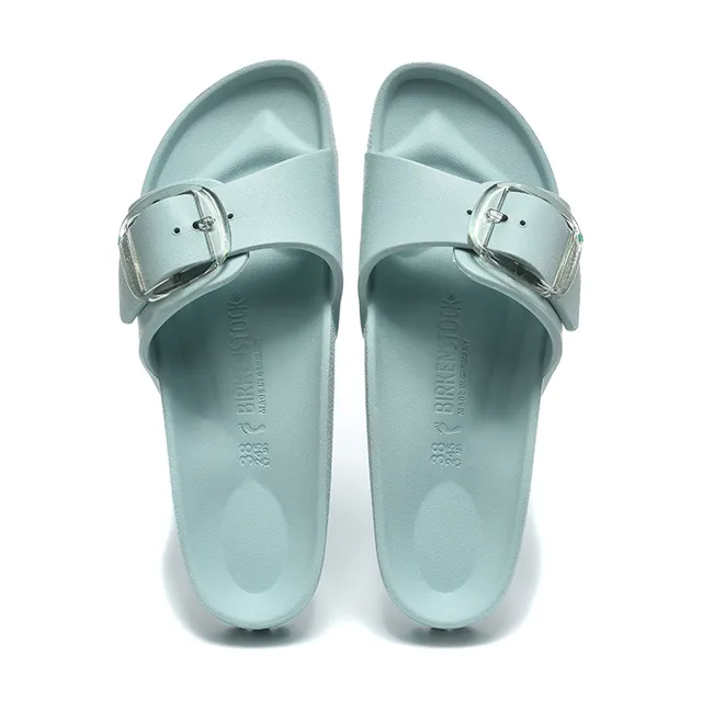 Blue Single-Strap Buckle-Accented Slippers 2
