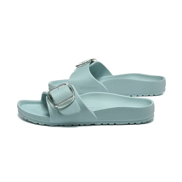 Blue Single-Strap Buckle-Accented Slippers 3