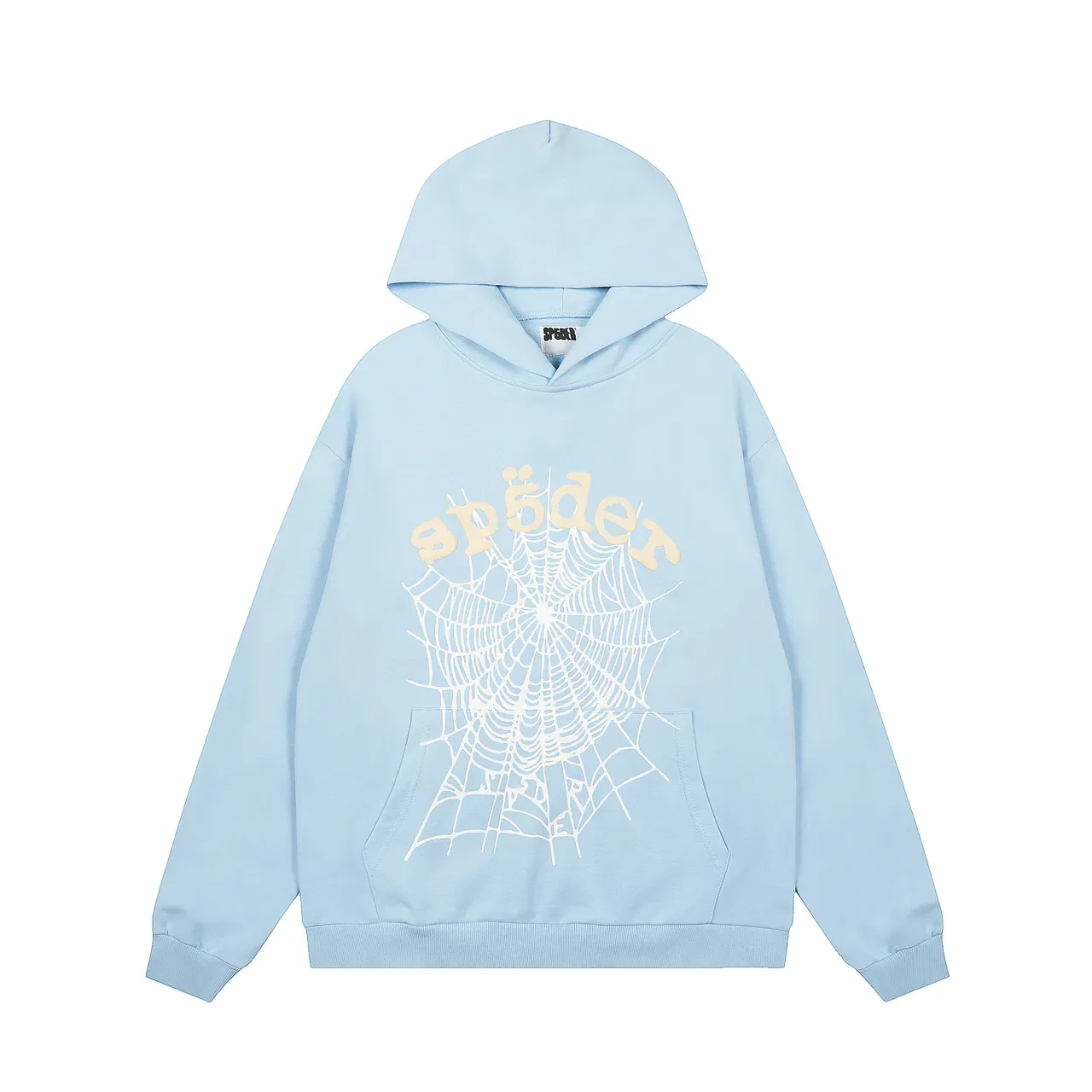 Blue Yellow Oversized Hoodie Graphic Spiderweb Print Tracksuit 2