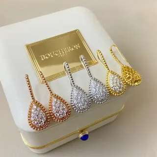 Boucheron Teardrop Pavé Beaded Wire Earrings