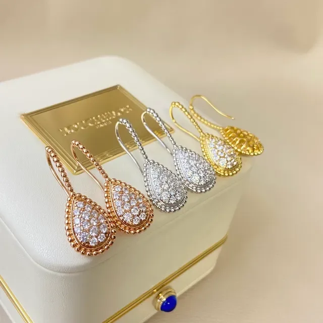 Boucheron Teardrop Pavé Beaded Wire Earrings 4