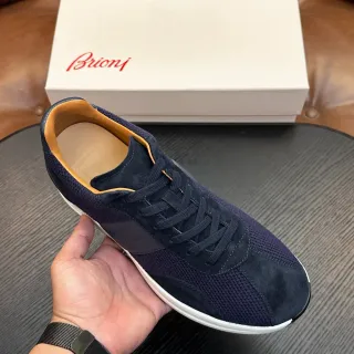 Brioni azul marinho camurça-malla híbrida estilo de vida tênis