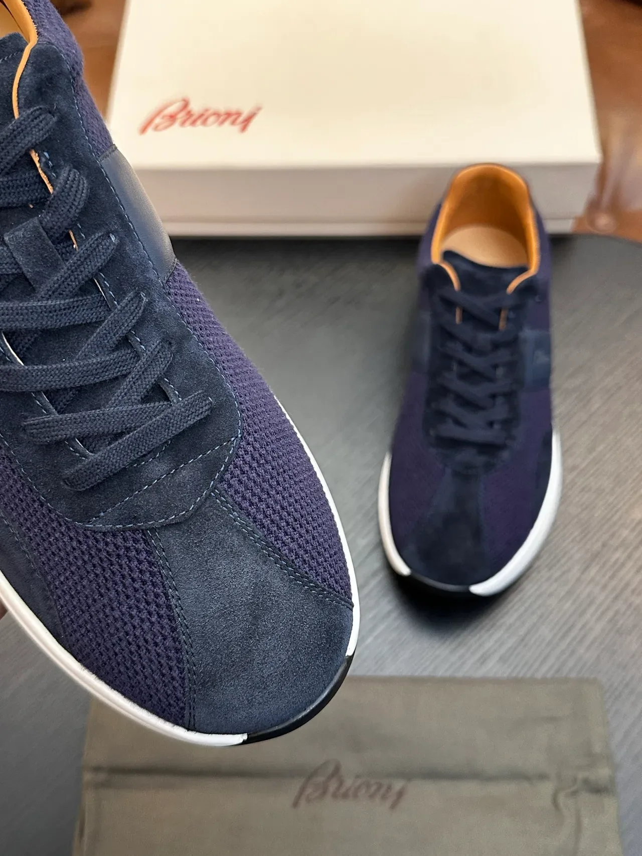 Brioni Navy Suede-Mesh Hybrid Lifestyle Sneaker 6